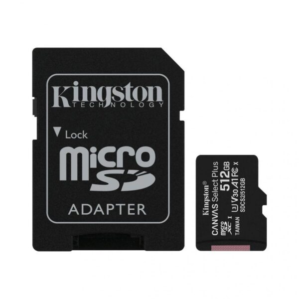 Card de Memorie MicroSD Kingston Select Plus, 512GB, Adaptor SD - SDCS2/512GB