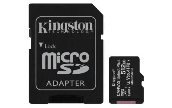 Card de Memorie MicroSD Kingston Select Plus, 512GB, Adaptor SD - SDCS2/512GB