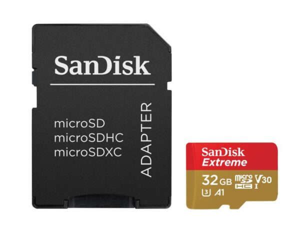 Card de memorie MicroSD SanDisk Extreme, 32GB, Adaptor SD, Class 10 - SDSQXAF-032G-GN6MA