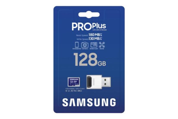 MicroSDHC PRO PLUS 128GB, Class10/Grade 3 cu cititor de carduri - MB-MD128SB/WW