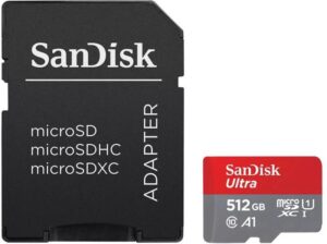 Card de memorie SanDisk, 512GB, UHS-I, Class 10, 80MB/s + Adaptor - SDSQUAC-512G-GN6MA