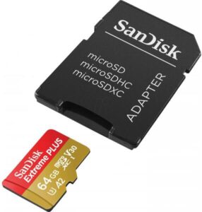 Card de memorie SanDisk, 64GB, UHS-I, Class 10, 80MB/s + Adaptor - SDSQXBU-064G-GN6MA