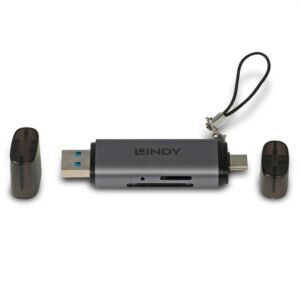 Card Reader Lindy USB 3.2 Type C, SD & microSD, argintiu - LY-43335