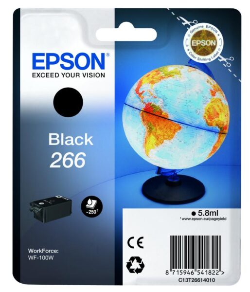 Cartus cerneala Epson 266 black, singlepack, pentru WorkForce WF-100W - C13T26614010