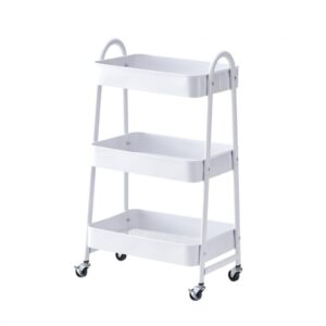 Carucior pentru depozitare cu 3 rafturi - Alb - HR-3CART-WHT