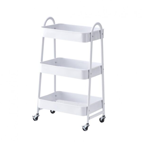 Carucior pentru depozitare cu 3 rafturi - Alb - HR-3CART-WHT
