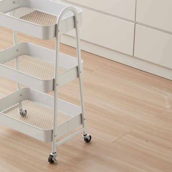 Carucior pentru depozitare cu 3 rafturi - Alb - HR-3CART-WHT