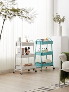 Carucior pentru depozitare cu 3 rafturi - Alb - HR-3CART-WHT