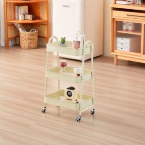Carucior pentru depozitare cu 3 rafturi Bej - HR-3CART-BEJ
