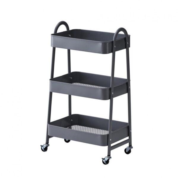 Carucior pentru depozitare cu 3 rafturi Gri - HR-3CART-GREY