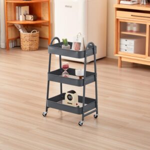 Carucior pentru depozitare cu 3 rafturi Gri - HR-3CART-GREY
