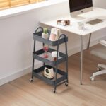 Carucior pentru depozitare cu 3 rafturi Gri - HR-3CART-GREY
