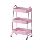 Carucior pentru depozitare cu 3 rafturi Roz - HR-3CART-PNK