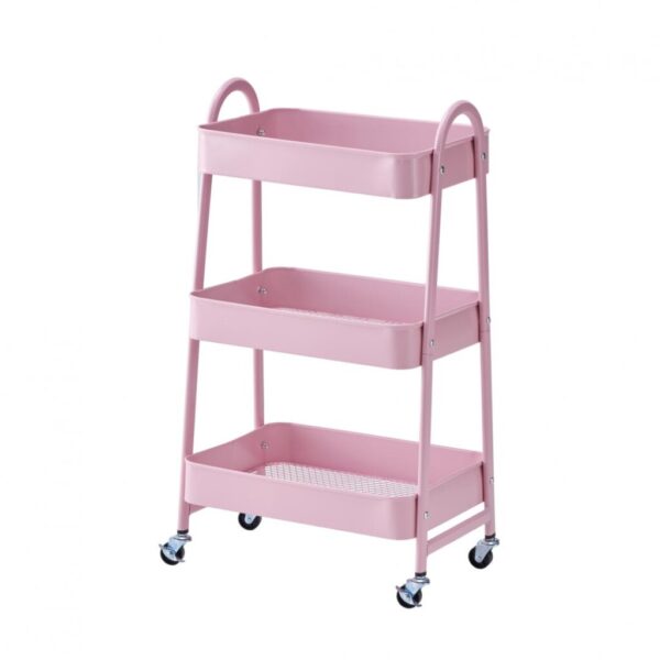 Carucior pentru depozitare cu 3 rafturi Roz - HR-3CART-PNK