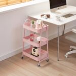 Carucior pentru depozitare cu 3 rafturi Roz - HR-3CART-PNK