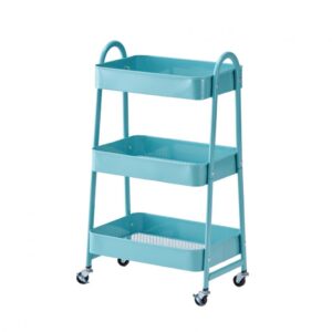 Carucior pentru depozitare cu 3 rafturi - Turcoaz - HR-3CART-GRN