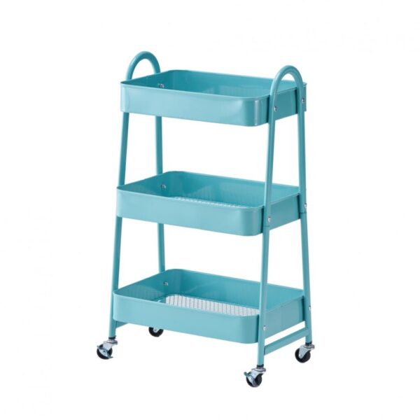 Carucior pentru depozitare cu 3 rafturi - Turcoaz - HR-3CART-GRN