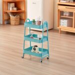 Carucior pentru depozitare cu 3 rafturi - Turcoaz - HR-3CART-GRN