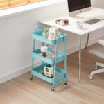 Carucior pentru depozitare cu 3 rafturi - Turcoaz - HR-3CART-GRN