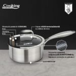 CASEROLA INOX+CAPAC STICLA IN 3 STRATURI 18X9 CM, 2 L, TITANIUM3 - HR-MRK-18