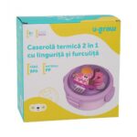 Caserola termica cu lingurita si furculita, mov, U-Grow - A-1418PP