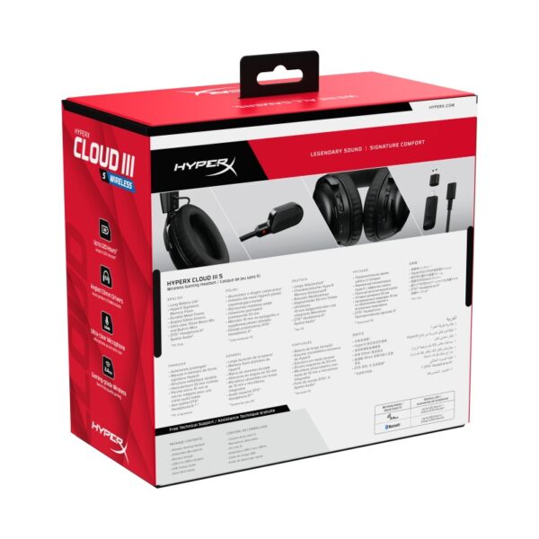 Casti gaming HyperX Cloud III S Black-Red, autonomie pana la 120 ore - A59Z0AA