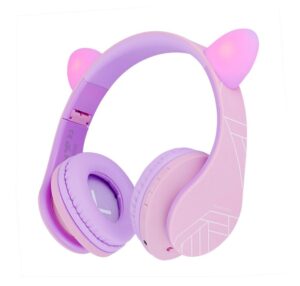 Casti Over-ear PowerLocus KidsCat, wireless, Multicolor - PWL-P2KIDSCAT-PURPLEPINK