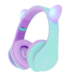 Casti Over-ear PowerLocus KidsCat, wireless, multicolor - PWL-P2KIDSCAT-TEALPURPLE
