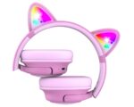 Căști pentru copii cu microfon PowerLocus Bobo, wireless, roz - PWL-BOBOCAT-PINK - imagine 3
