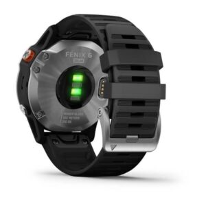 Ceas Smartwatch Garmin Fenix 6, GPS, Solar Silver/Black Band - 010-02410-00