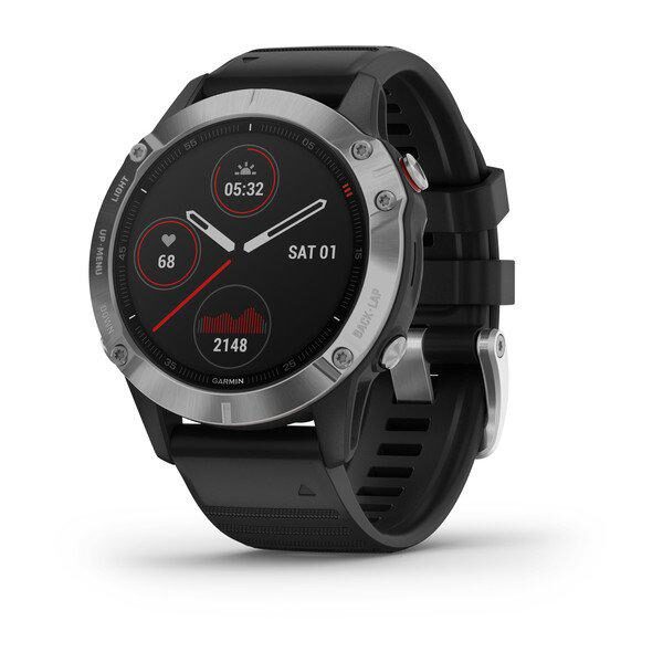 Ceas Smartwatch Garmin Fenix 6 Silver, GPS, Black Stainless steel - 010-02158-00