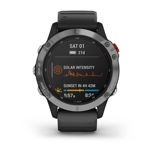 Ceas Smartwatch Garmin Fenix 6S Solar, GPS, Silver/Black Band - 010-02409-00