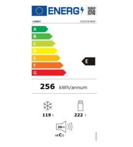 Combina frigorifica Candy CCE3T618EW, 341 litri, Clasa energetica E