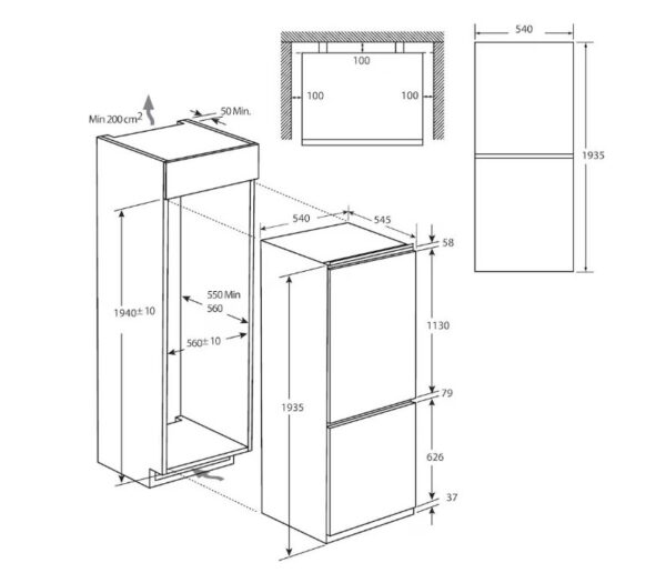 Combina Incorporabila Candy CBL5519EVW Combi, Fresco, 185 cm, A++/E