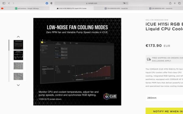 Cooler CPU Corsair H115i ELITE RGB - CW-9060059-WW