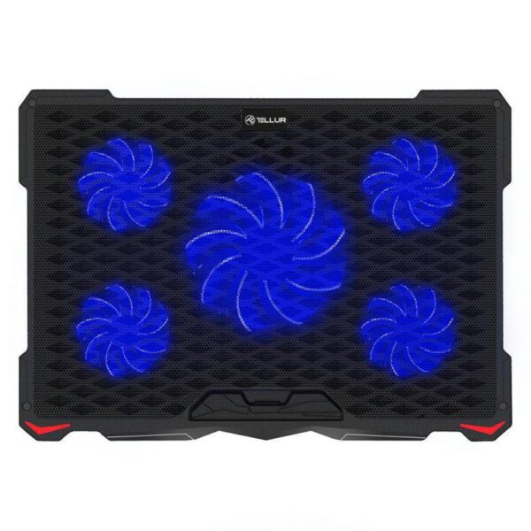 Cooling pad Tellur Basic, 17", 5 ventilatoare, LED, 2USB, Negru - TLL491111