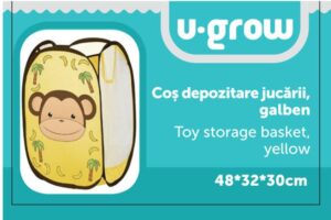 Cos depozitare jucarii, galben, U-Grow - UG-CD02