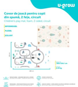 Covor de joaca pentru copii U-Grow, din spuma, pliabil, 2 fete - UG-F10120-1