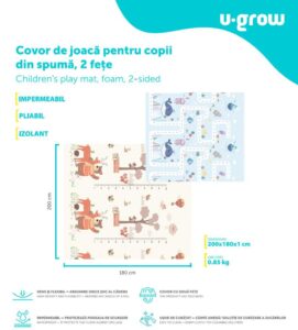 Covor de joaca pentru copii U-Grow, din spuma, pliabil, 2 fete - UG-F10180