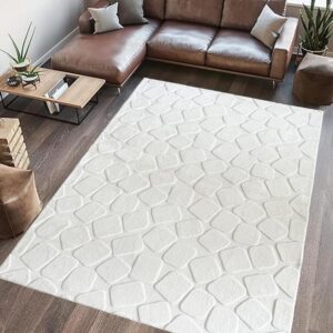 Covor, model in relief, Stone, 120x160 CRM - HR-STNRUG120-CRM