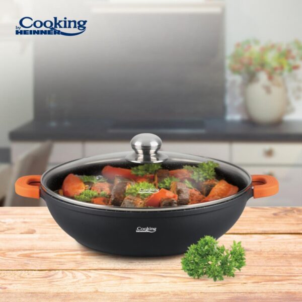 CRATITA ALUMINIU+CAPAC 28X8 CM, 4.1L, DARK LINE, COOKING BY HEINNER - HR-SCO-A28C