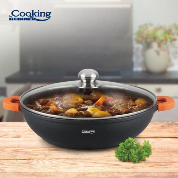 CRATITA ALUMINIU+CAPAC 32X8.5CM, 5.5L, DARK LINE, COOKING BY HEINNER - HR-SCO-A32C