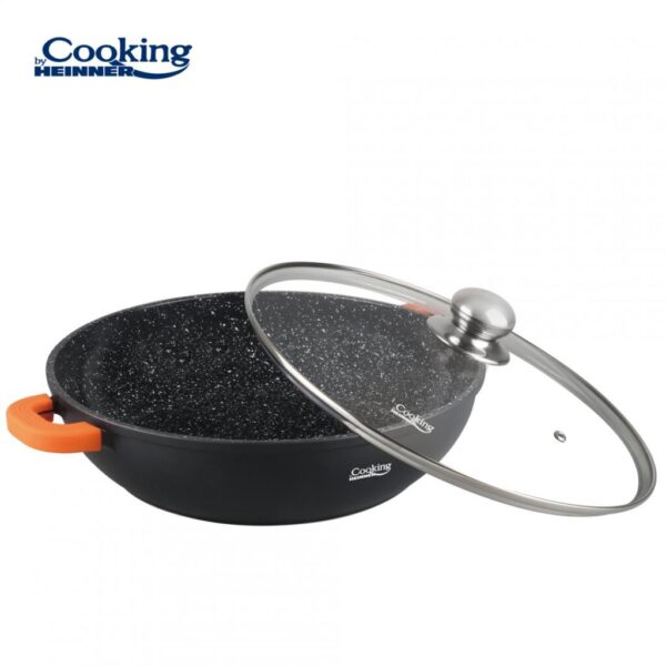 CRATITA ALUMINIU+CAPAC 32X8.5CM, 5.5L, DARK LINE, COOKING BY HEINNER - HR-SCO-A32C