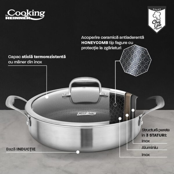 CRATITA CU CAPAC, 30x7.8 CM, 4.8 L, TITANIUM3, COOKING BY HEINNER - HR-MRK-30C