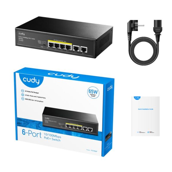 CUDY 6-Port 10/100M PoE Switch with 4 POE Ports - FS1006P