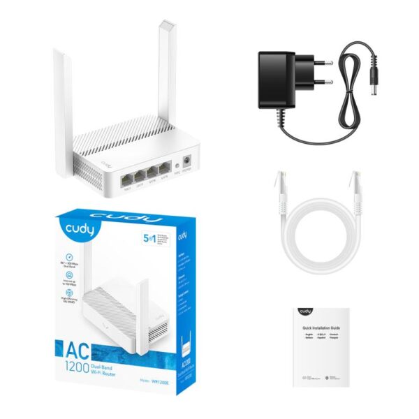CUDY AC1200 Dual Band Wi-Fi Router, Chipset MediaTek - WR1200E