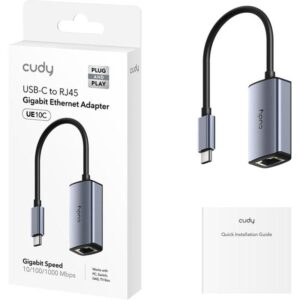 CUDY Aluminum Portable USB-C to Gigabit Ethernet Adapter - UE10C