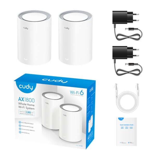 CUDY AX3000 Wi-Fi 6 Mesh 2.5G Solution 2-Pack, Dual-Band - M3000(2-PACK)