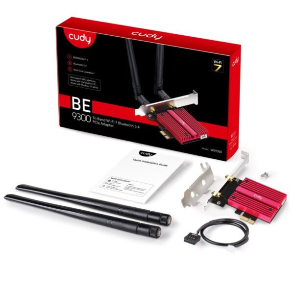 CUDY BE9300 Wi-Fi 7 Bluetooth 5.4 PCI Express Adapter with Heatsink - WE9300