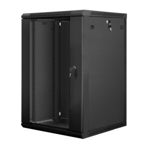 Dulap rack 19" perete 18U / 600x600 (flat pack) cu ușă din sticlă - WF01-6618-10B